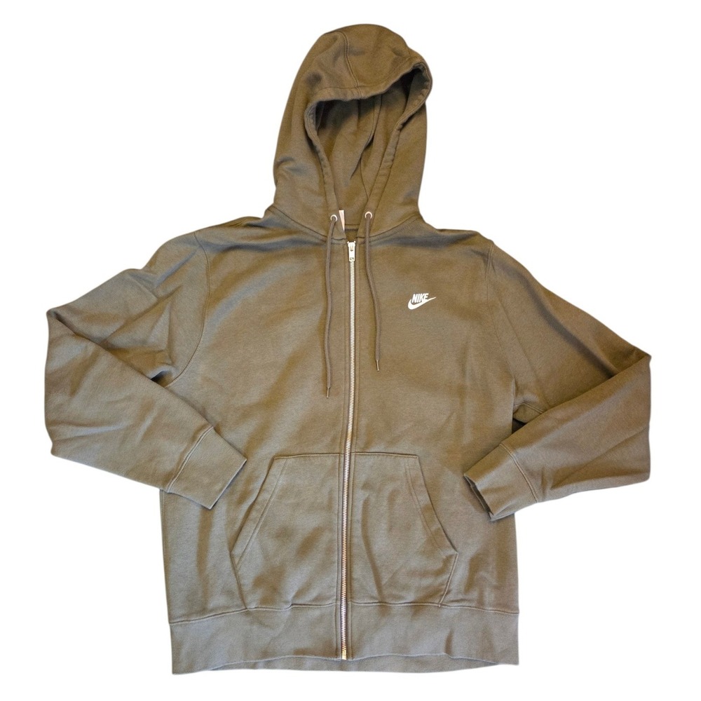 Nike Mens Sportswear Club Fleece Full Zip Hoodie Olive Green Large BV2645-327